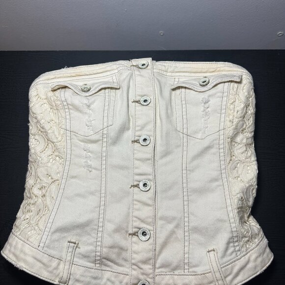 Guess Strapless Denim Corset Top – Size S - Picture 7 of 8